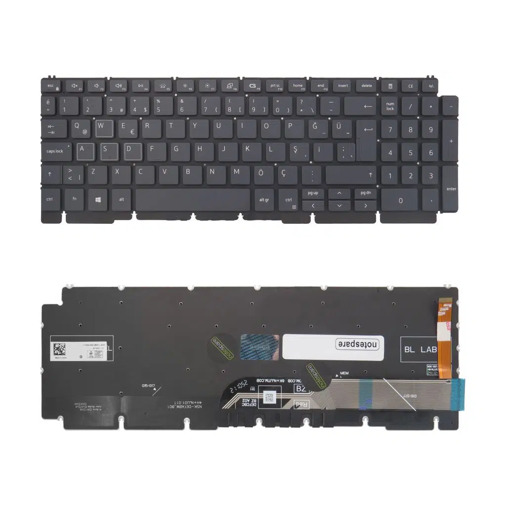 Dell Uyumlu G15 Gaming 5530 G55302401017U, G15 Gaming 5530 G55302401017UA4 Klavye TR - RGB Işıklı - Siyah