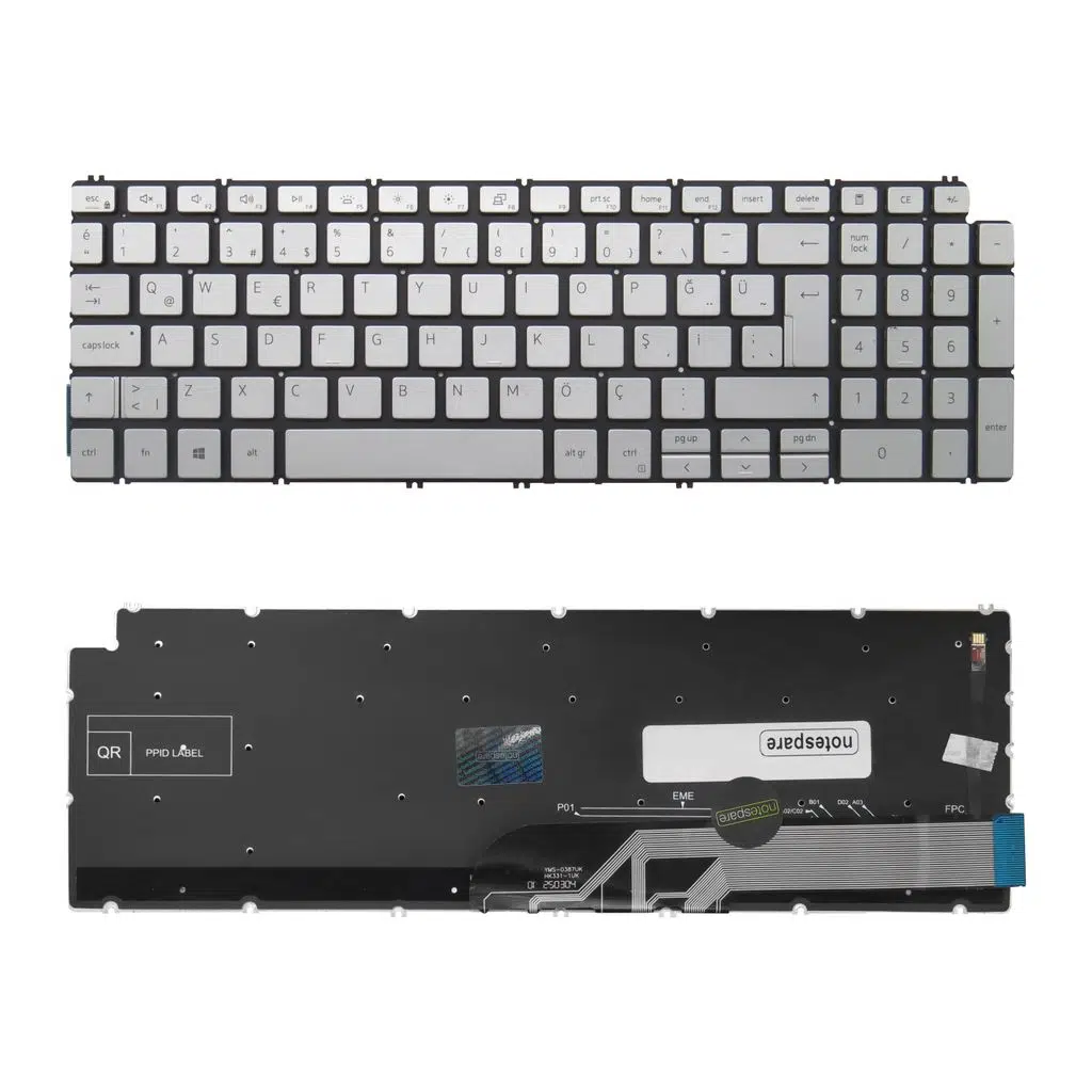 Dell Uyumlu G15 Gaming 5530 G55302401017UA8 Klavye TR - Işıklı Gümüş Gri