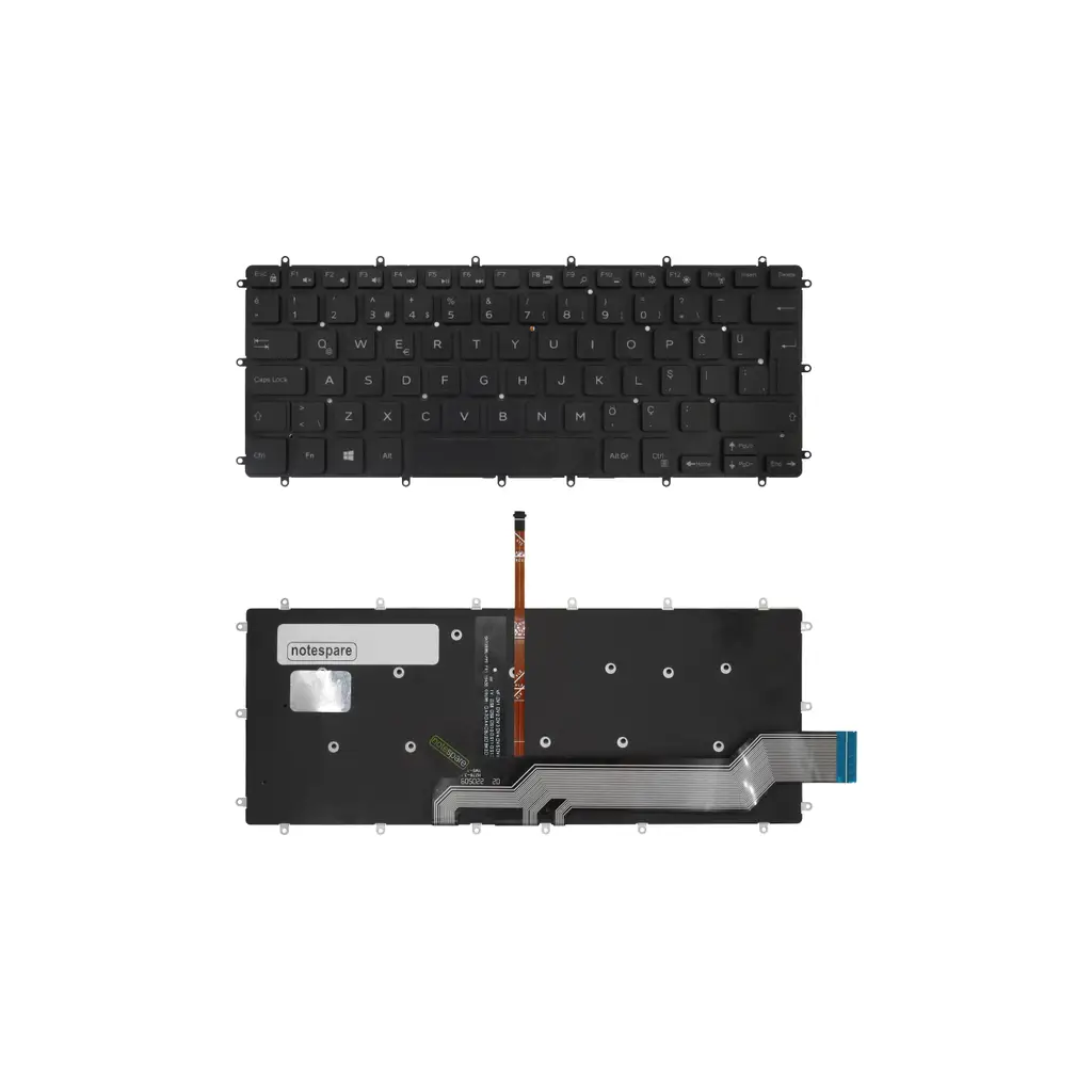 Dell Uyumlu Inspiron 13-5370, 13-5378 Klavye TR - Işıklı Siyah - Büyük Enter