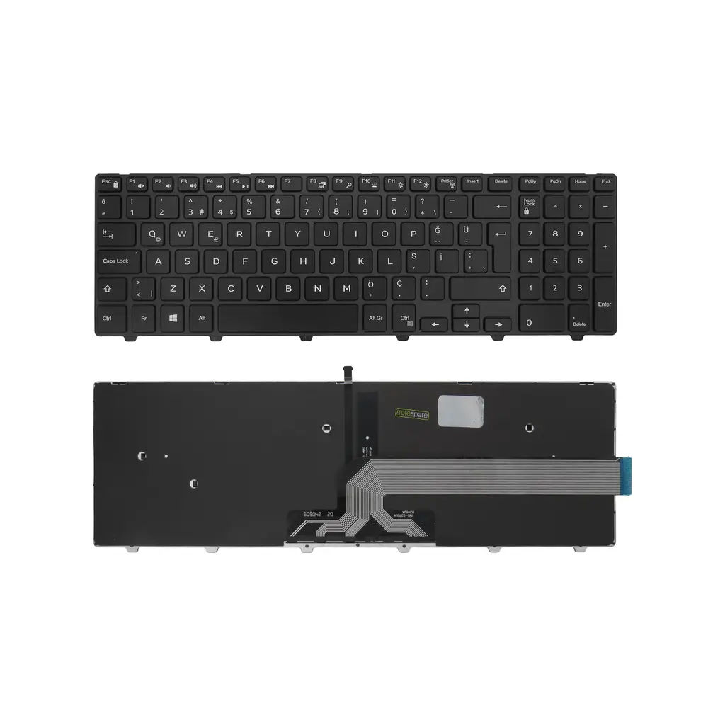 Dell Uyumlu Inspiron 3542 B51F81C, 3542 B51W45C, 3542 B51W81C Klavye TR - Işıklı Siyah