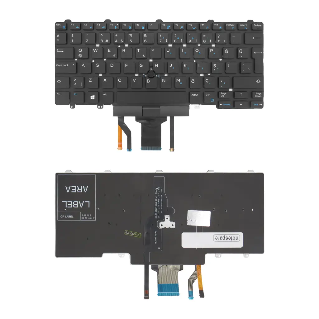 Dell Uyumlu Latitude 7490 N080L749014EMEA_W Klavye TR - Flex Ver. 1 - Işıklı Siyah