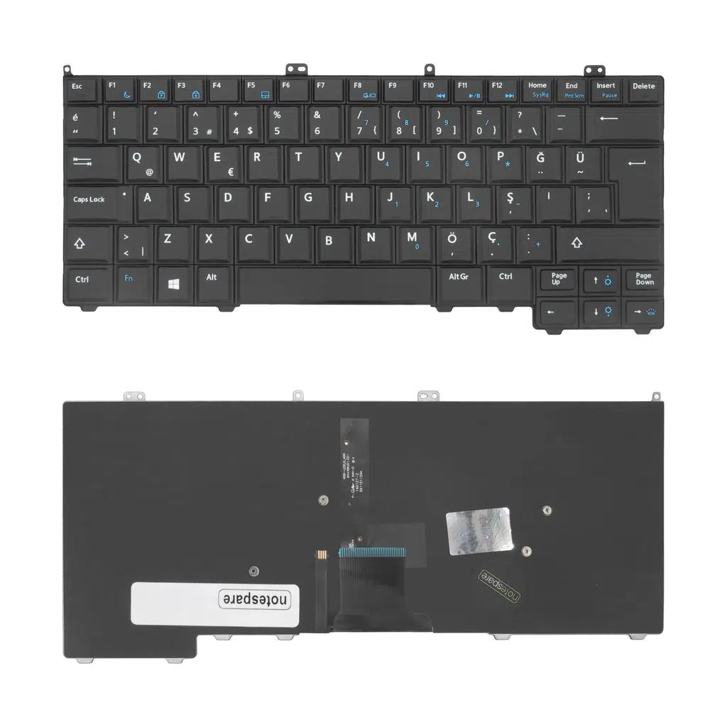 Dell Uyumlu Latitude E7240 P22S, P22S001 Klavye TR - Işıklı Siyah