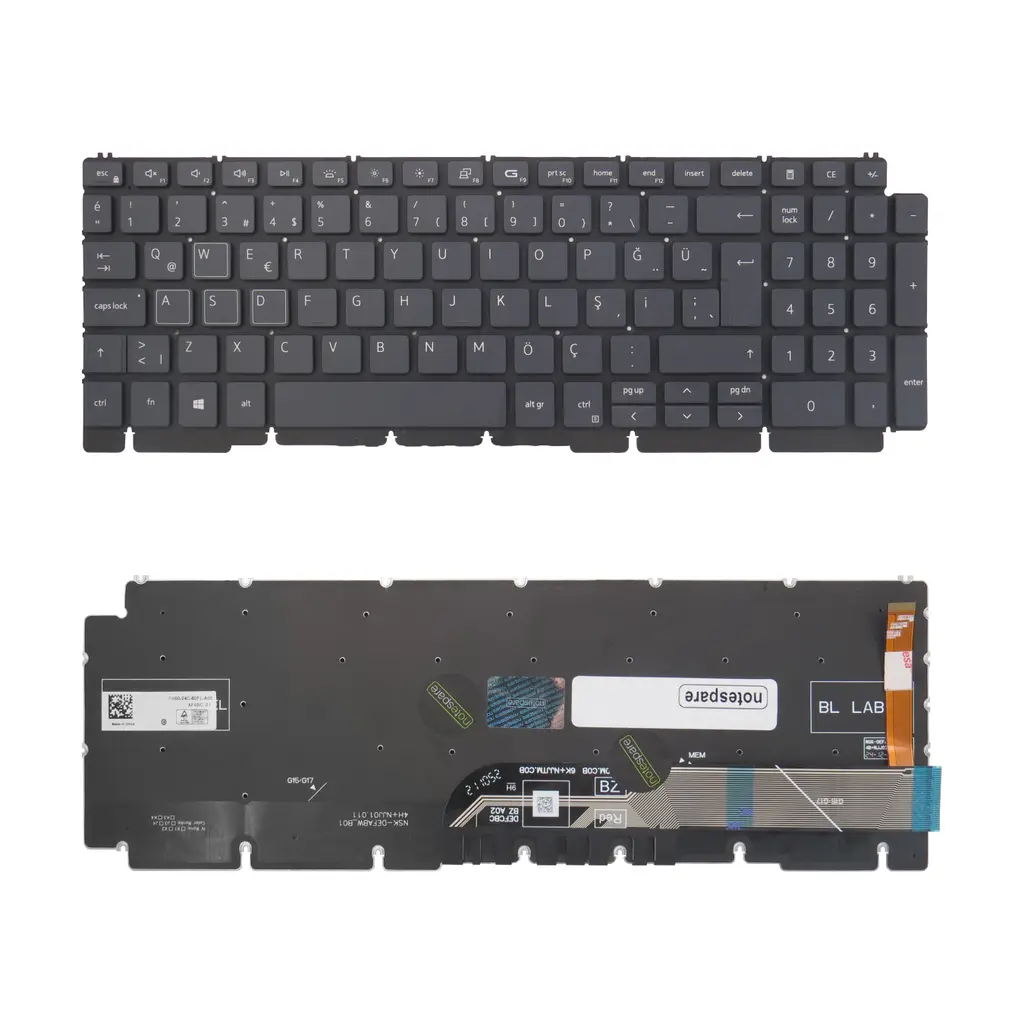 Dell Uyumlu Vostro 15 3500 N3008VN3500EMEA01U13 Klavye TR - RGB Işıklı - Siyah