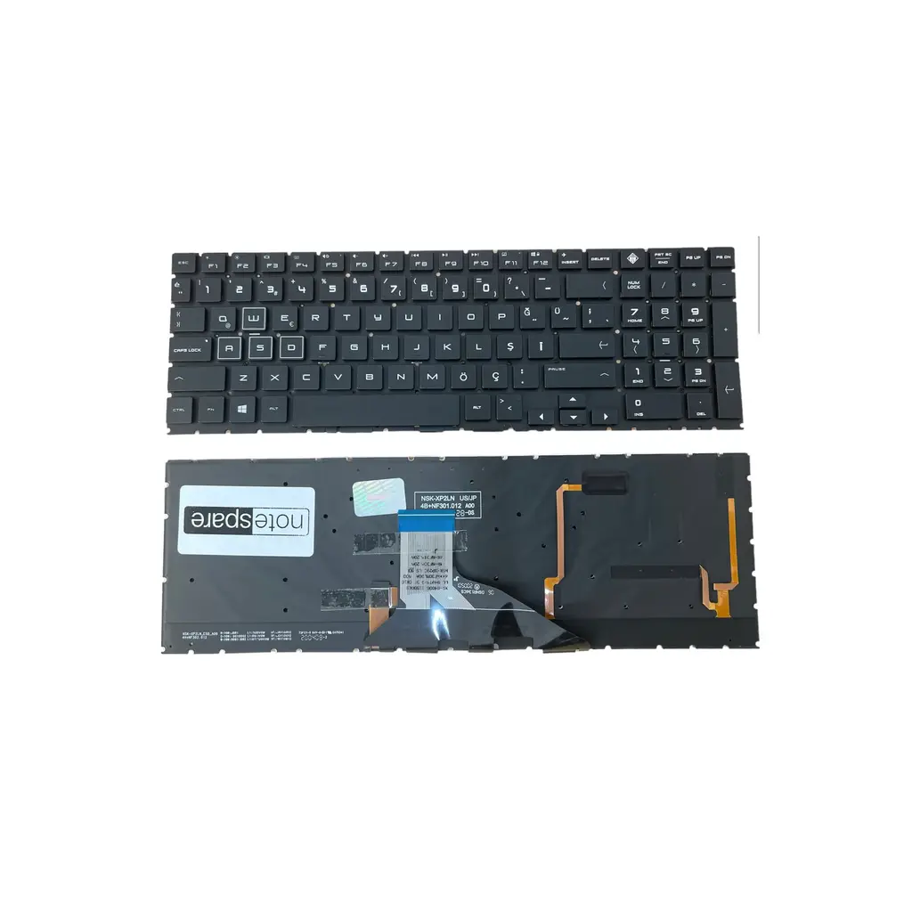 Hp ile Uyumlu Omen 15-DC0009NT (4MU68EA), 15-DC0020NT (6EN30EA) Klavye RGB Işıklı Siyah TR