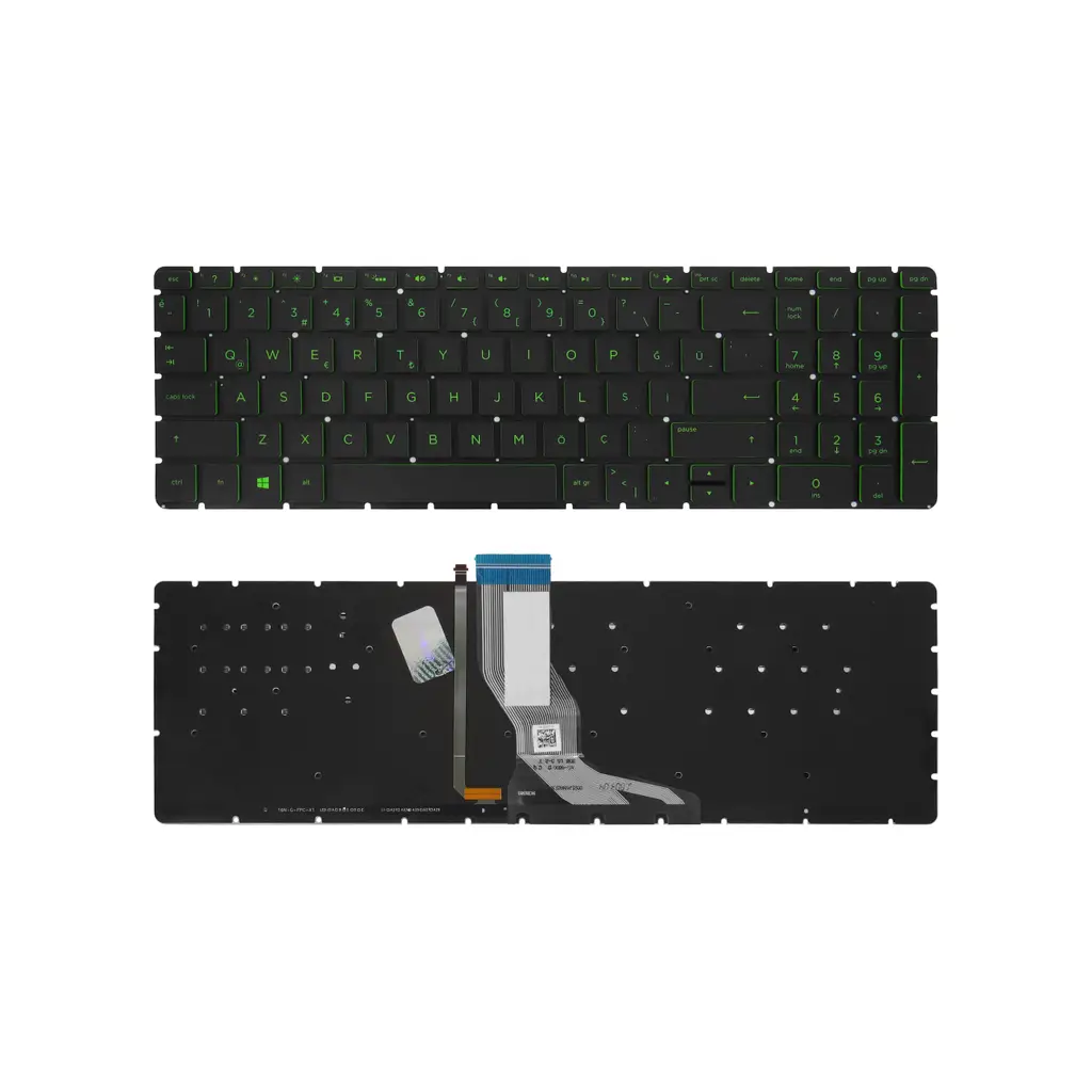 Hp Uyumlu 15-cc003nt, 15-cc004nt, 15-cc005nt, 15-cc006nt Klavye TR - Siyah - Yeşil Işıklı