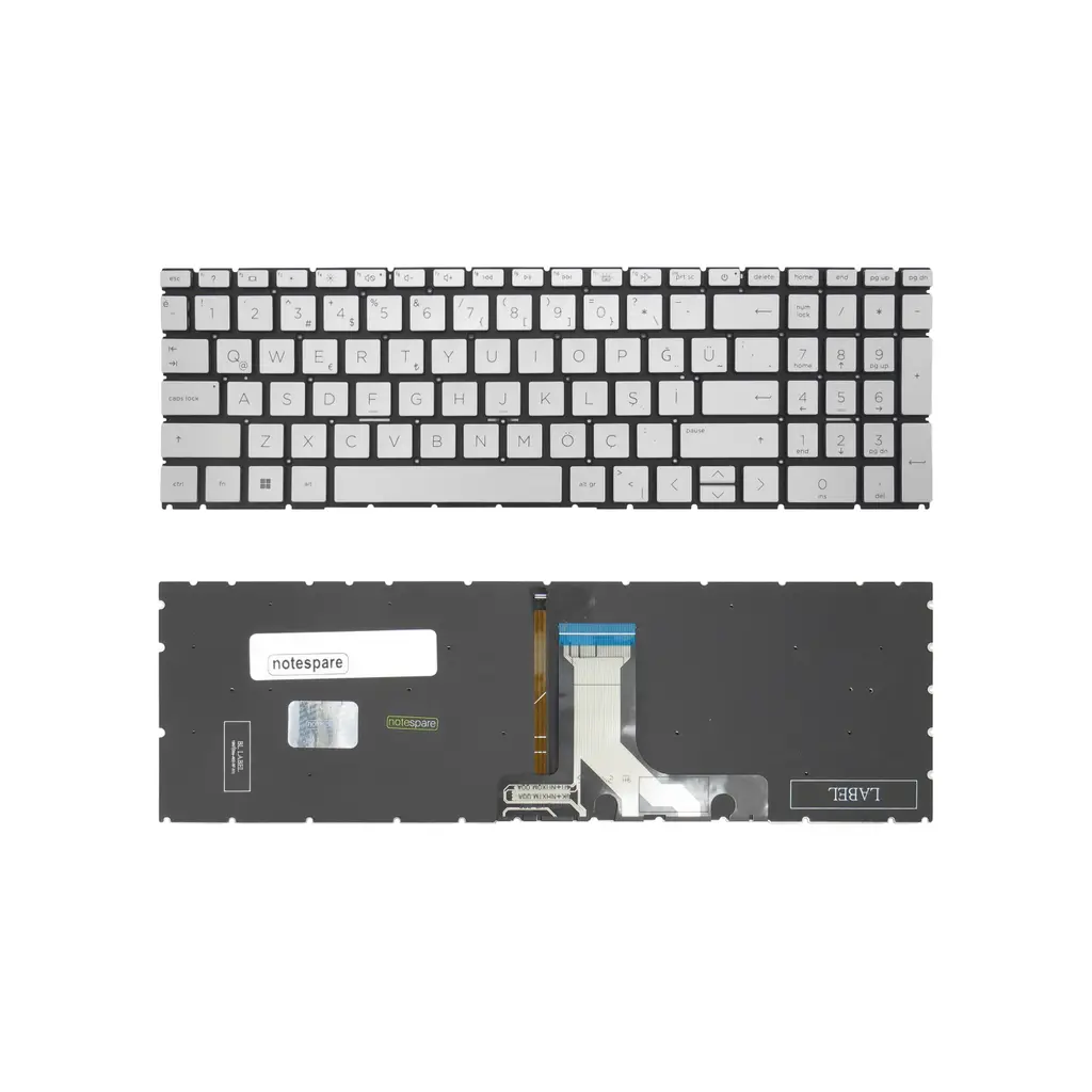 HP Uyumlu 250 G10, 250R G10, 255 G10 Klavye TR - Işıklı Gümüş Gri