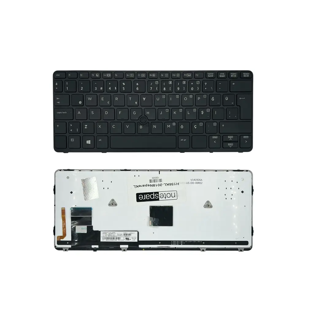 Hp Uyumlu EliteBook 820 G1 (K0G73ES), 820 G1 (K1N52EC), 820 G1 (K1N56EC) Işıklı Klavye Siyah TR