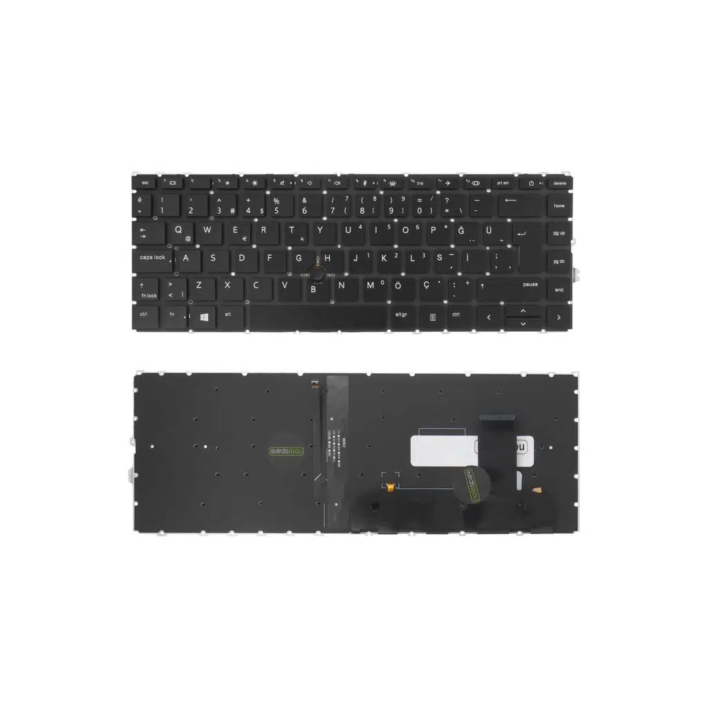 HP Uyumlu EliteBook 840 G7 (20Y50EC), 840 G7 (20Y55PC) Klavye TR - Işıklı Siyah