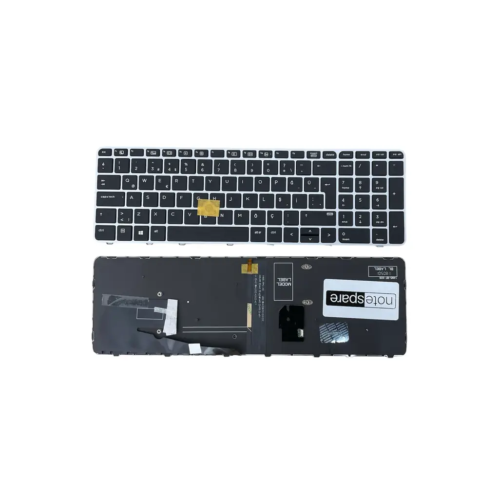 Hp Uyumlu EliteBook 850 G3, 850 G4 Işıklı Klavye Siyah TR Gümüş Çerçeveli