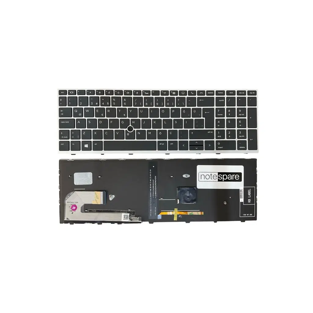 Hp Uyumlu Elitebook 850 G5 (2FH28AV), 850 G5 (2FH29AV) Işıklı Klavye Siyah TR Gümüş Çerçeveli