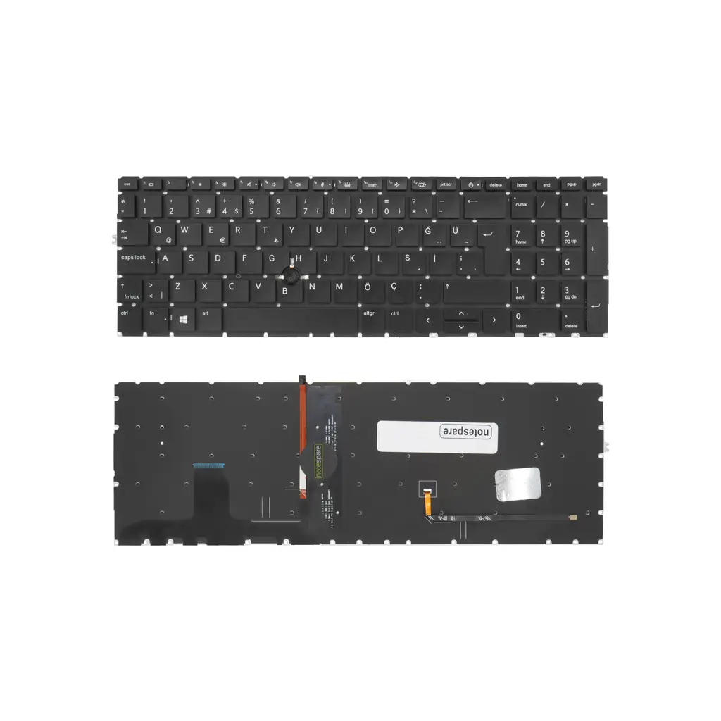 HP Uyumlu EliteBook 850 G8 (4T836UC), 850 G8 (4T9G0EC) Klavye TR - Işıklı Siyah
