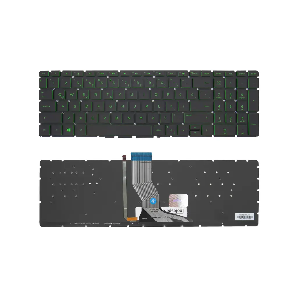 HP Uyumlu Pavilion 15-ak001nt, 15-ak002nt, 15-ak102nt, 15-ak103nt Klavye TR - Işıklı Yeşil Tuşlu - Küçük Enter