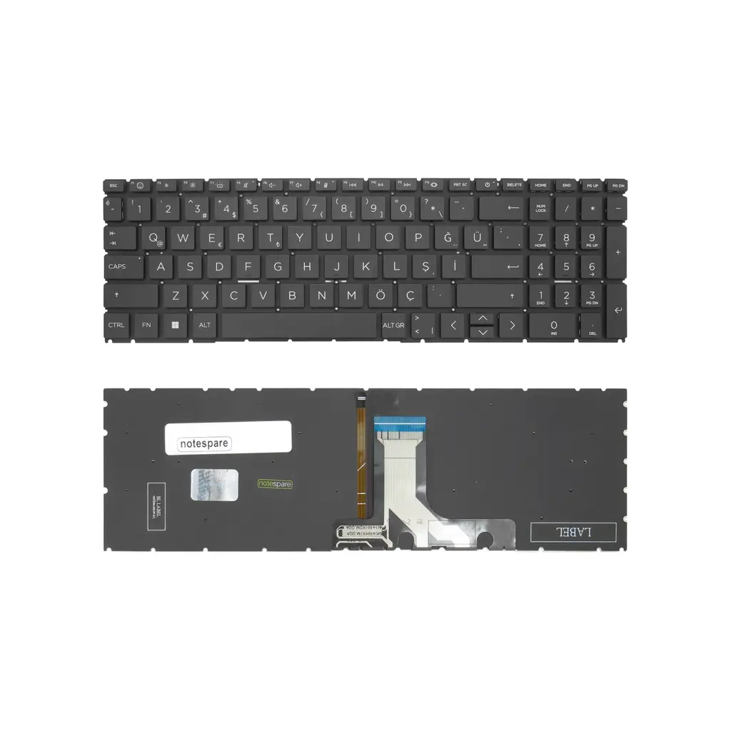 HP Uyumlu Pavilion 15-eh0000, 15-eh1000, 15-eh2000, 15-eh3000 Klavye TR - Işıklı Siyah