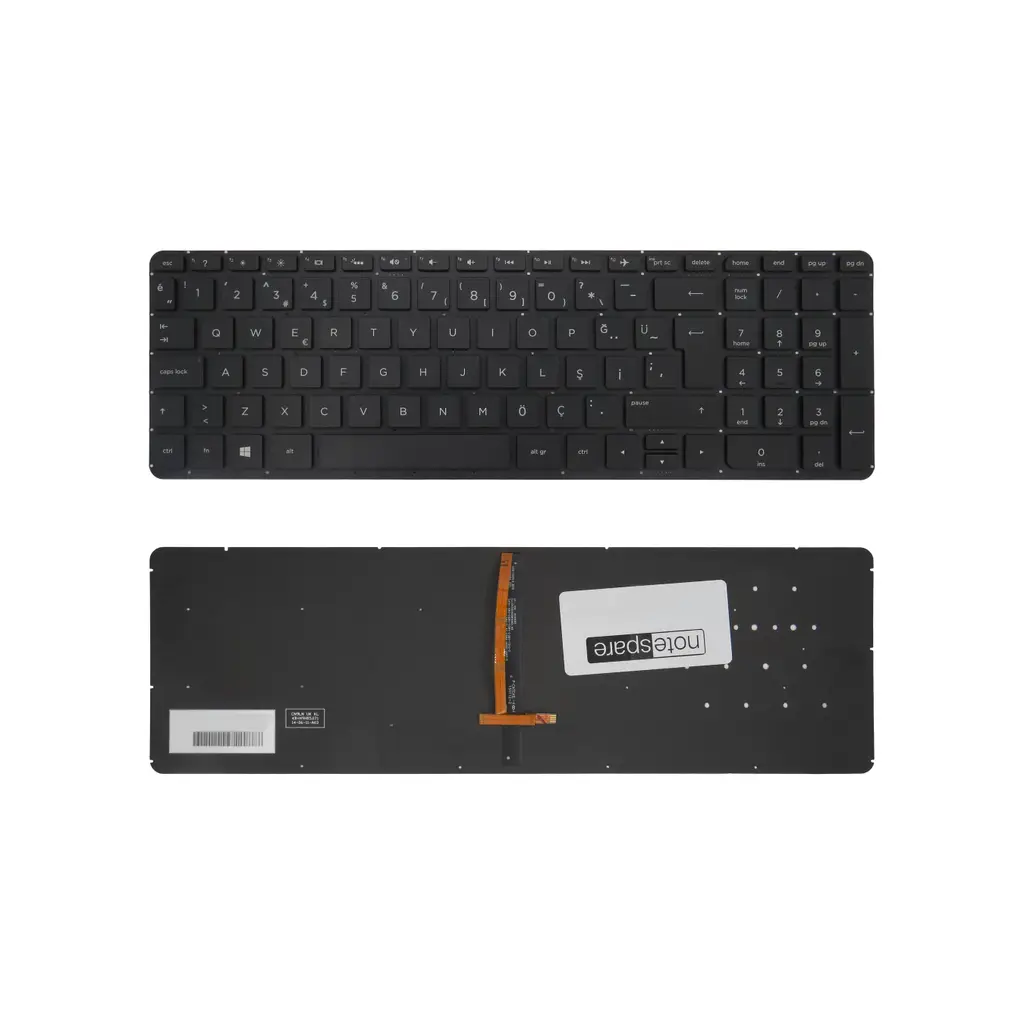 HP Uyumlu Pavilion 15-p104nt, 15-p105nt, 15-p106nt, 15-p108nt Klavye TR - Işıklı Siyah