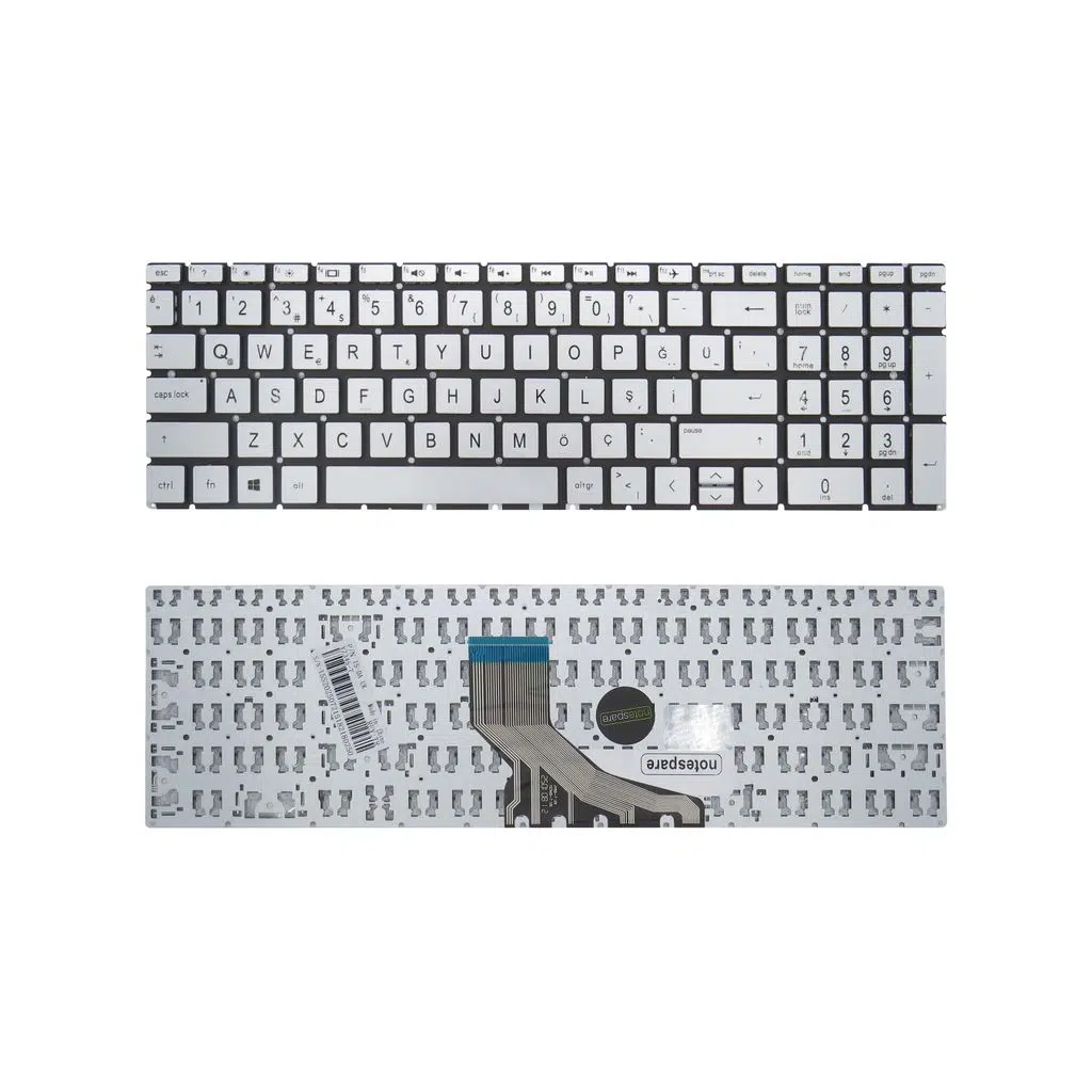 HP Uyumlu Pavilion Gaming 15-dk0017nt (8UF06EA), 15-dk0018nt (8UF66EA) Klavye TR - Gümüş Gri