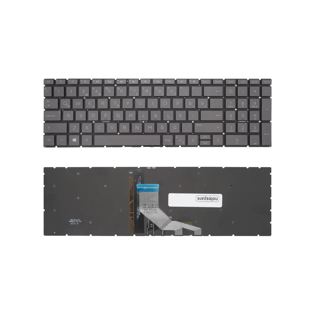 HP Uyumlu Pavilion Gaming 15-dk2006nt (4G8Q4EA), 15-dk2007nt (4G8Q5EA) Klavye TR - Işıklı Füme