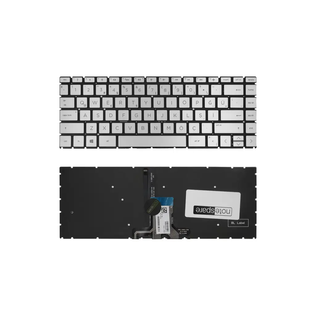 HP Uyumlu Pavilion x360 14-ba101nt (2pm13ea) Klavye TR - Işıklı Gümüş Gri