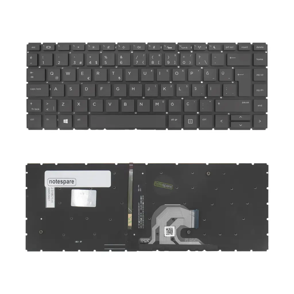 HP Uyumlu Probook 440 G7 (9VZ38EA), 440 G7 (9VZ39EA), 445 G6 (5MV08AV) Klavye TR - Işıklı Siyah - Büyük Enter