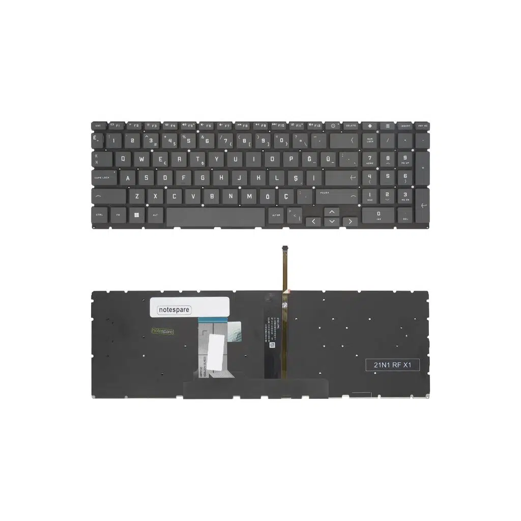 HP Uyumlu Victus Gaming 15-fb3706nt (B9KM3EA), 16-r0000nt (7P6G3EA) Klavye TR - Işıklı Füme