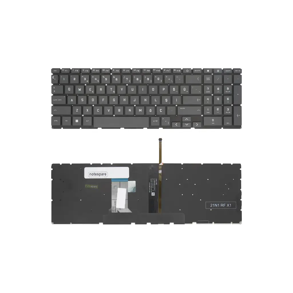HP Uyumlu Victus Gaming 16-s0000, 16-s1000 Klavye TR - Işıklı Füme