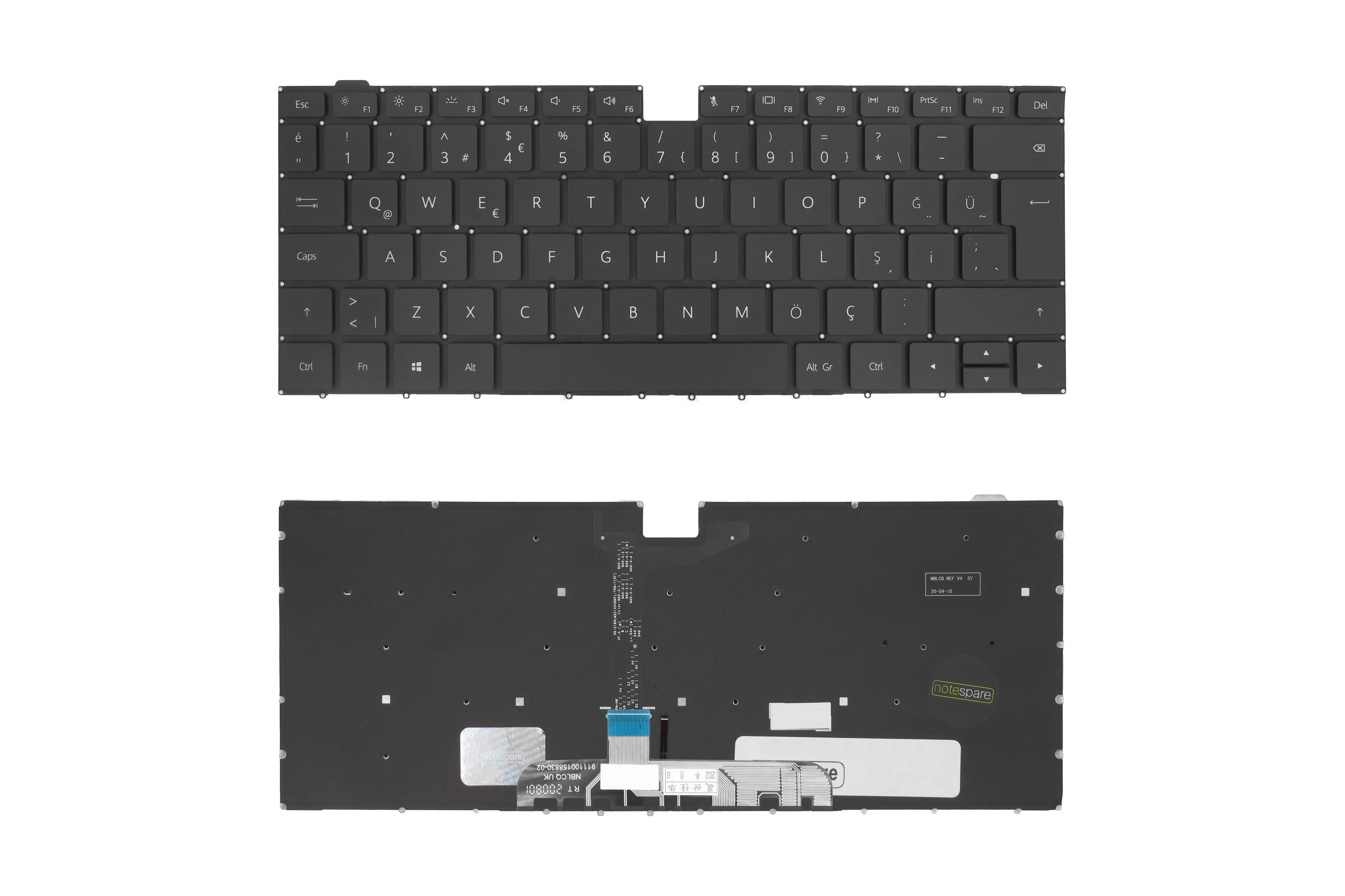 Huawei Uyumlu Matebook D15 BOM-WFP9, D16R5 2022 Notebook Işıklı Klavye Siyah Tr