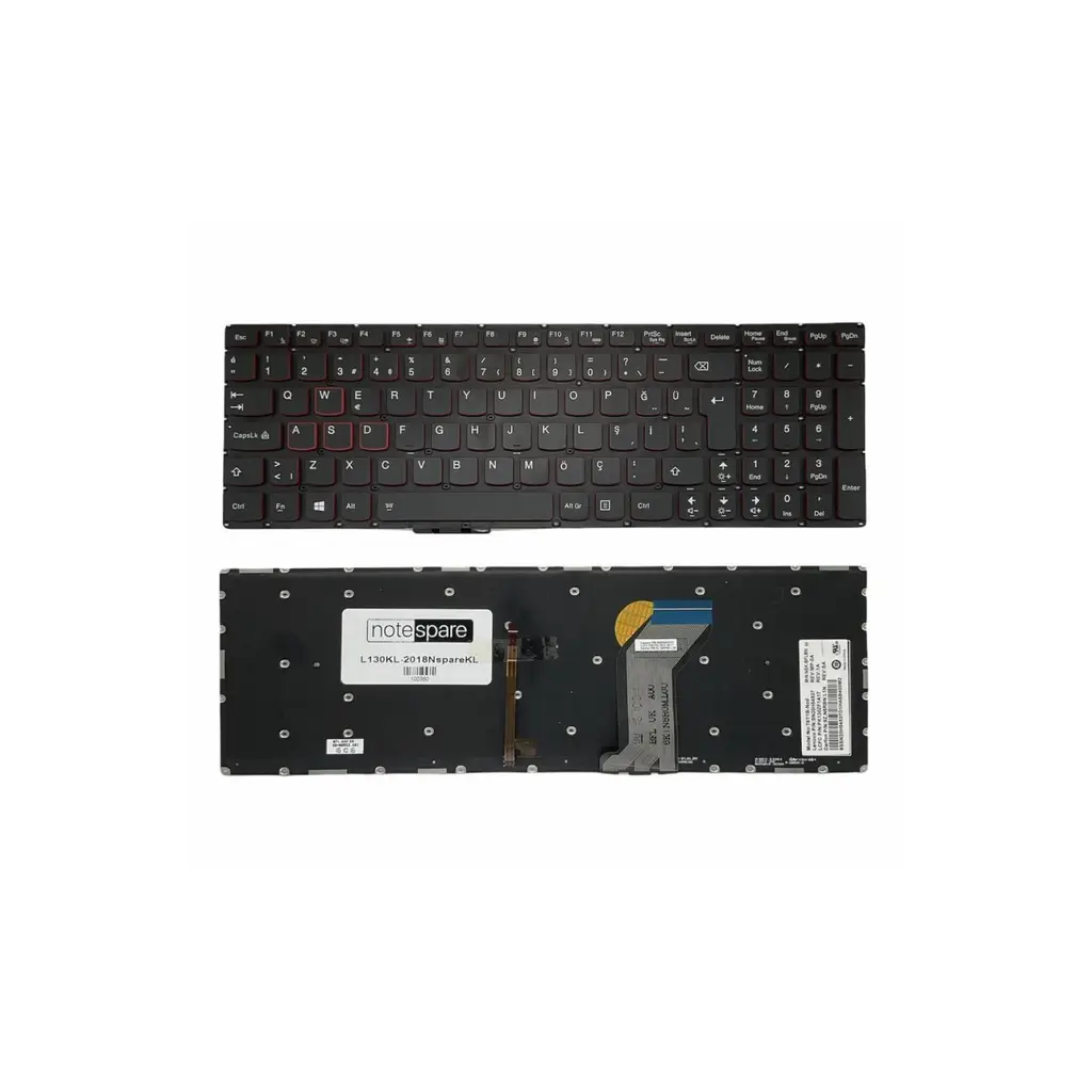 Lenovo ile Uyumlu IdeaPad Y700-15ACZ, Y700-15ISK Notebook Klavye Işıklı Siyah TR