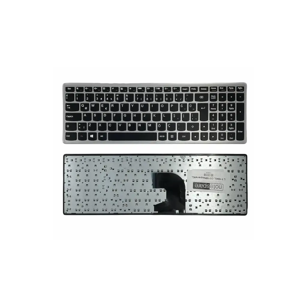 Lenovo ile Uyumlu IdeaPad Z500 Type 20202 Notebook Klavye Siyah Gri Çerçeveli TR