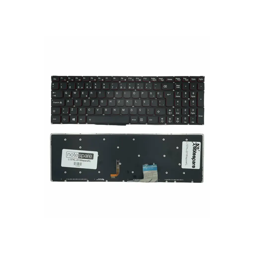 Lenovo ile Uyumlu Y50-70 Type 80DT, Y50-70 Type 80EJ Notebook Klavye Işıklı Siyah TR