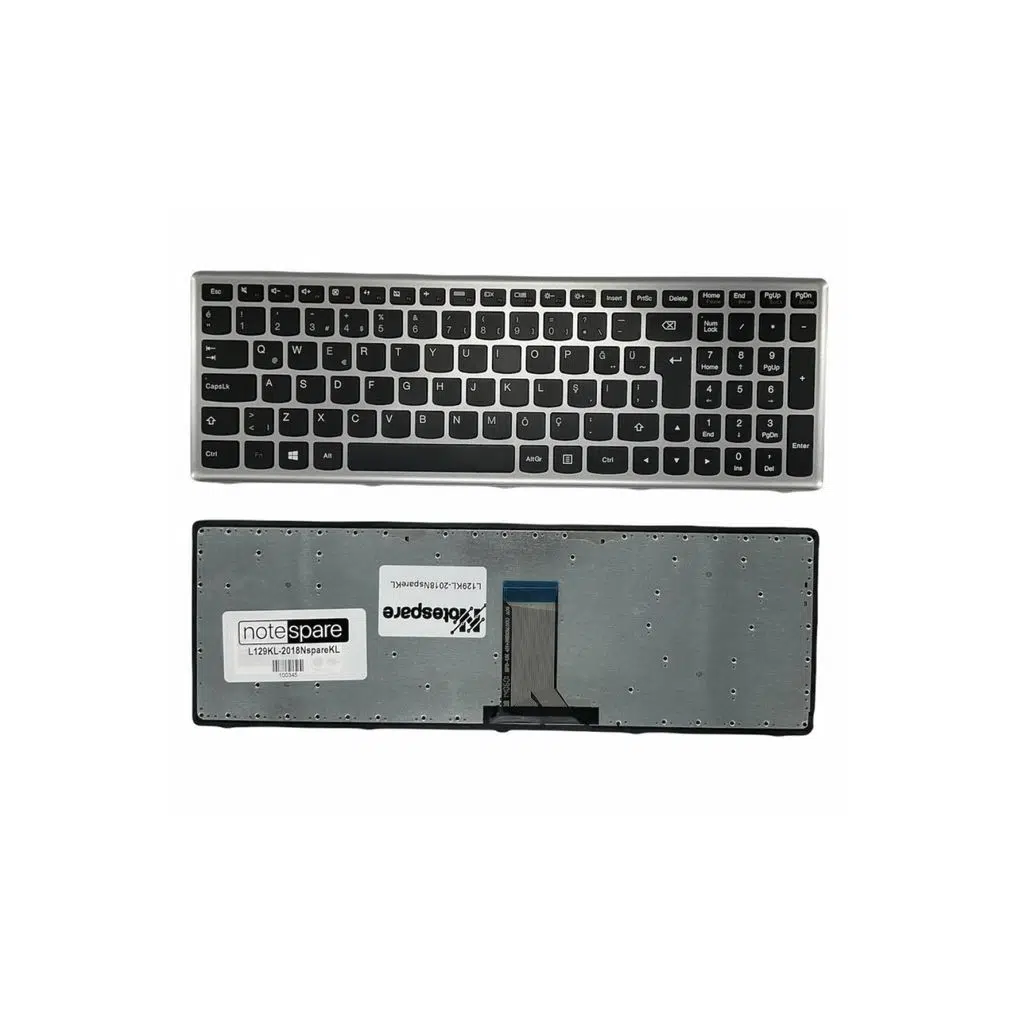 Lenovo Uyumlu IdeaPad 59-359624, 59-393147 Klavye TR - Gümüş Gri