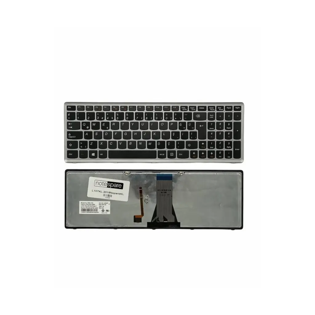 Lenovo Uyumlu IdeaPad G505S Type 80AA, G505S Type 80AM Klavye TR - Işıklı Gümüş Gri
