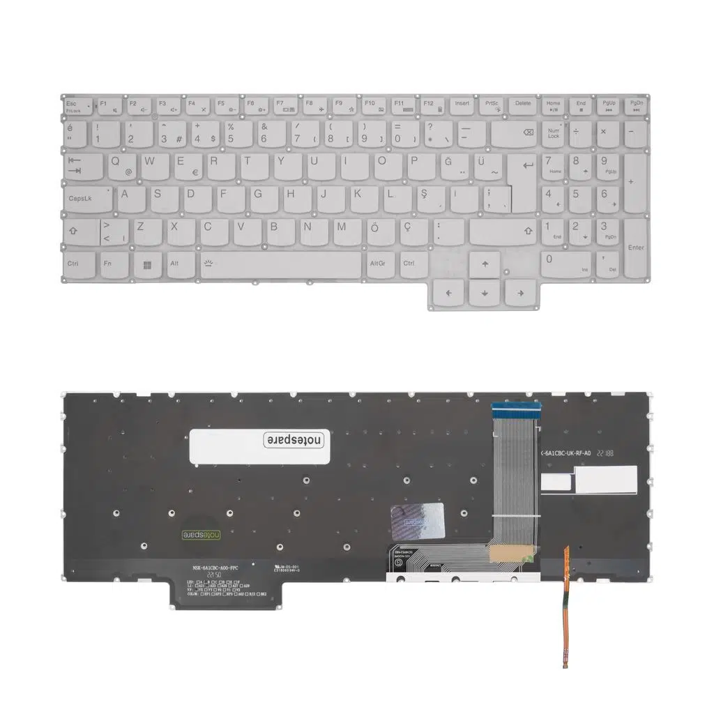Lenovo Uyumlu IdeaPad Gaming 3-15ARH7 82SB00P4TR, 3-15ARH7 82SB00NVTX Klavye TR - Işıklı Beyaz