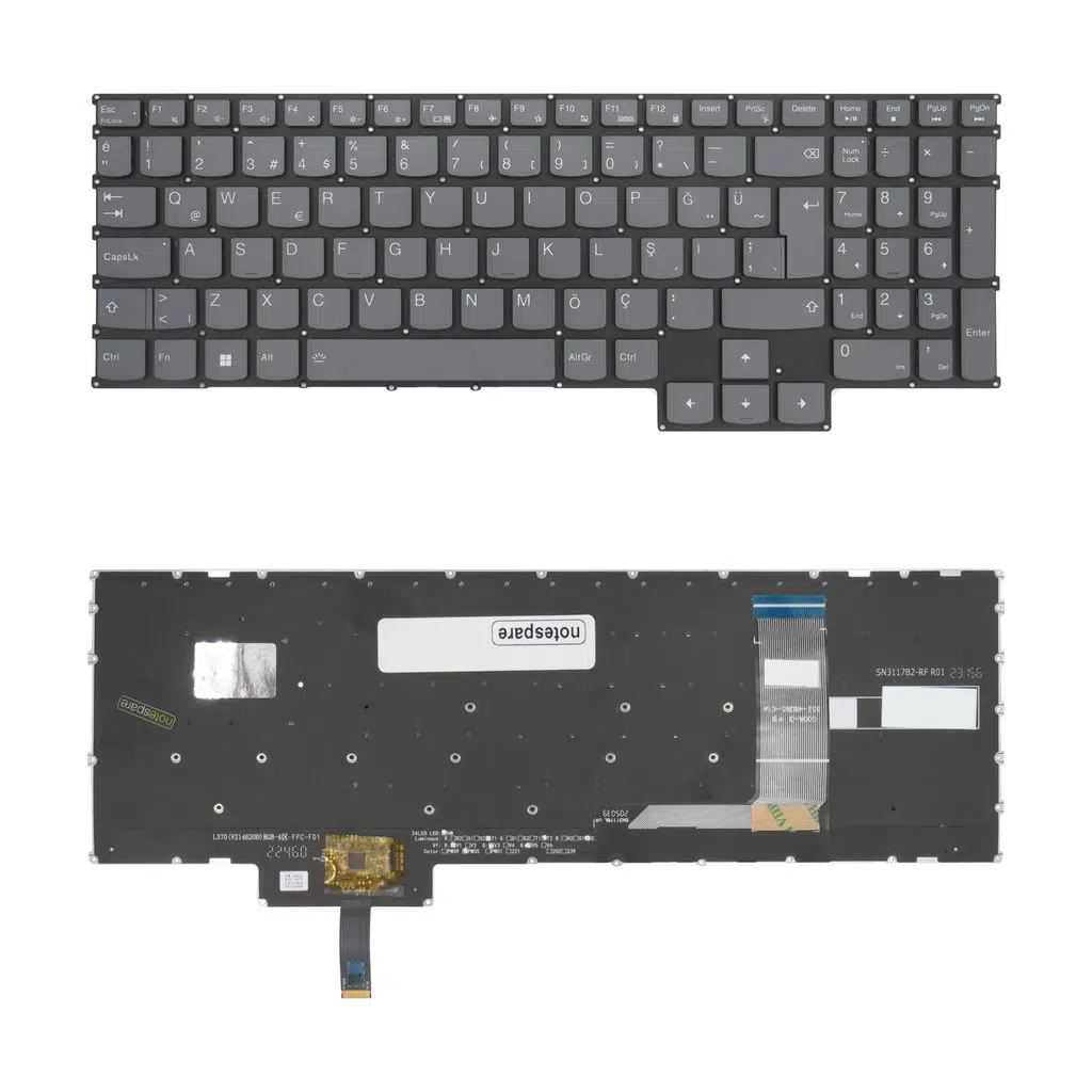 Lenovo Uyumlu IdeaPad Gaming 3-15ARH7 82SB00P4TR, 3-15ARH7 82SB00NVTX Klavye TR - RGB Işıklı - Füme