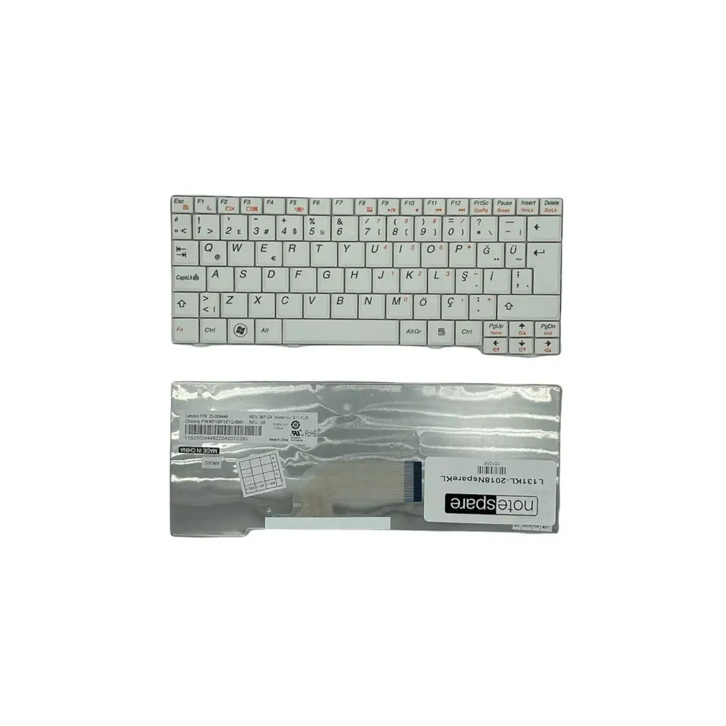 Lenovo Uyumlu IdeaPad S10-2 Type 20027, S10-2 Type 2957 Klavye TR - Beyaz