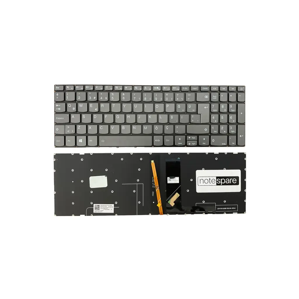 Lenovo Uyumlu Ideapad S145-15IIL 81W8004HTX Klavye TR - Işıklı Power Tuşlu Füme