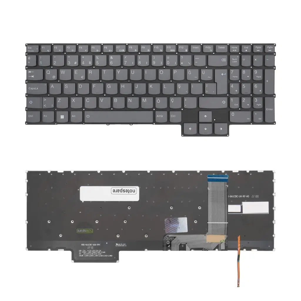 Lenovo Uyumlu Legion Pro 7 16IRX9H 83DE0086TR, 7 16IRX9H 83DE002KTR Klavye TR - Işıklı Füme