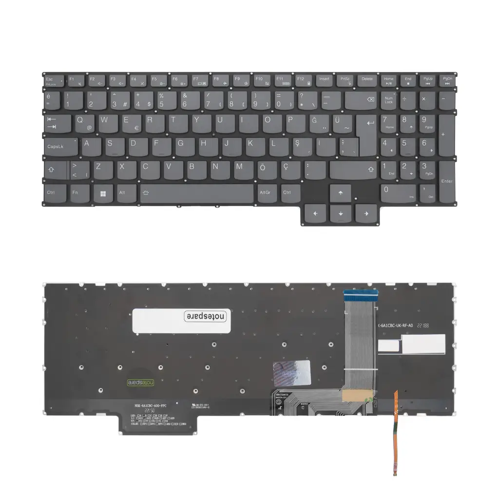 Lenovo Uyumlu LOQ 15IAX9 83GS003YTR, 15IAX9 83GS0060TR Klavye TR - Işıklı Füme