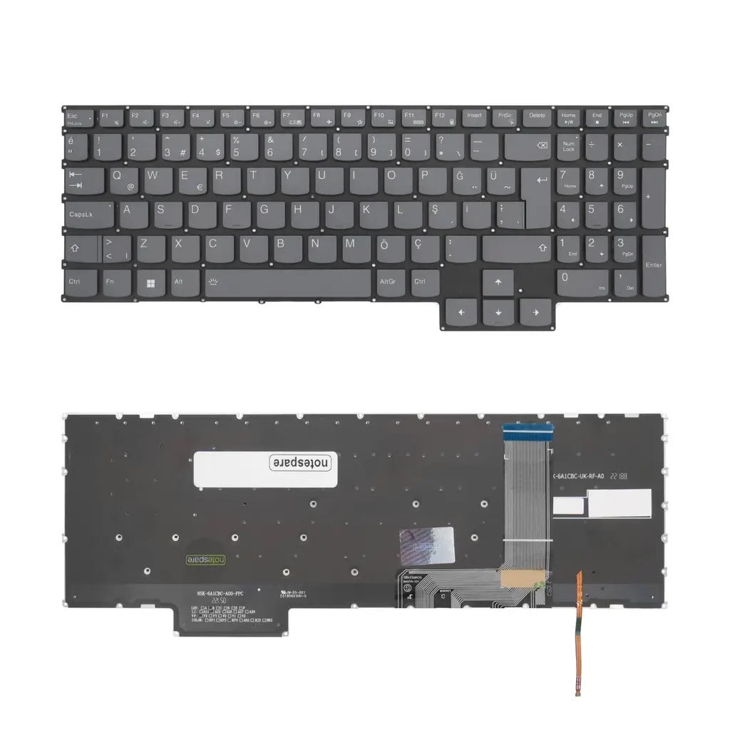 Lenovo Uyumlu LOQ 15IAX9I 83FQ000UTR, 15IAX9I 83FQ000VTR Klavye TR - Işıklı Füme