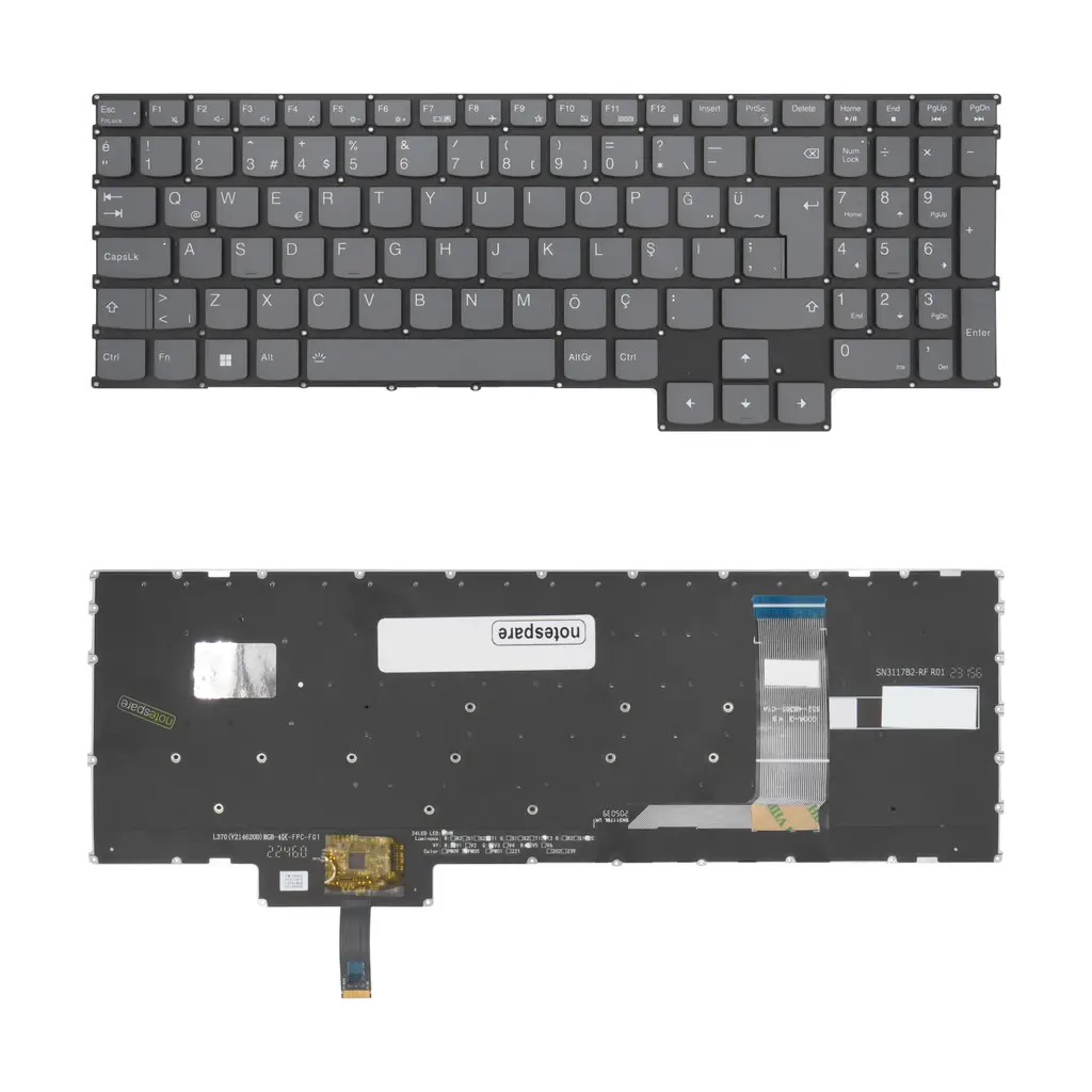 Lenovo Uyumlu LOQ 15IAX9I 83FQ000UTR, 15IAX9I 83FQ000VTR Klavye TR - RGB Işıklı - Füme