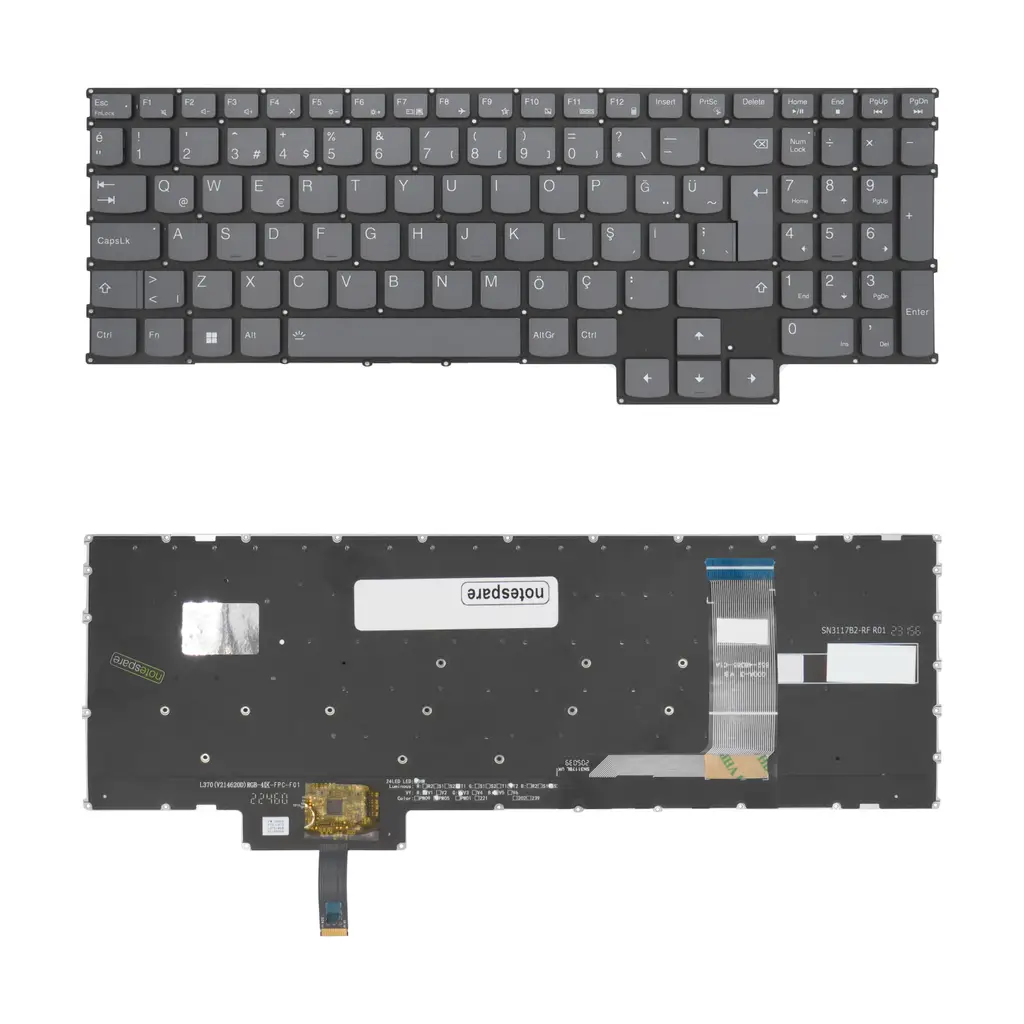 Lenovo Uyumlu LOQ 15IRH8 82XV00WYTX, 15IRH8 82XV010FTR Klavye TR - RGB Işıklı - Füme