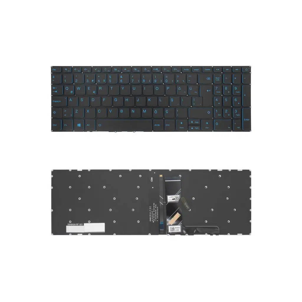 Lenovo Uyumlu V15-IIL 82C500NNTX Klavye TR - Işıklı Mavi Power Tuşlu