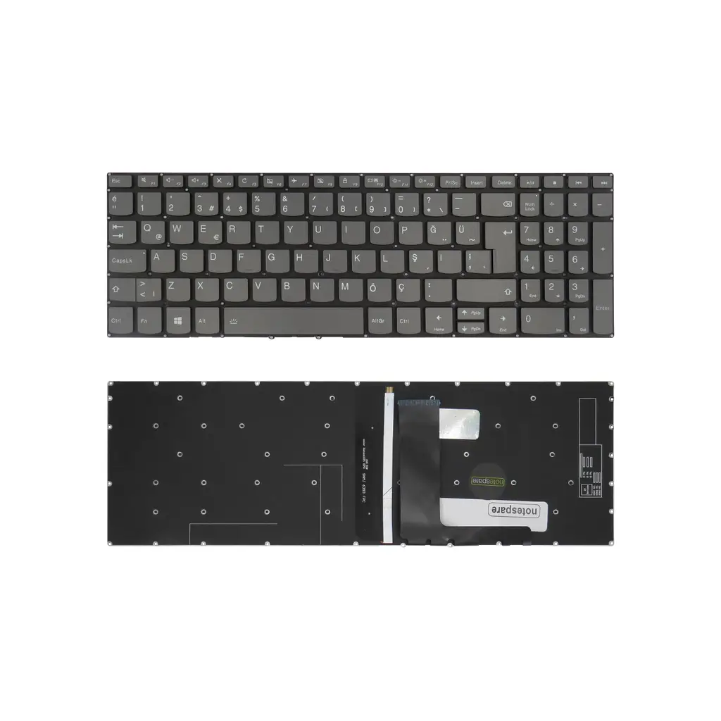 Lenovo Uyumlu V17 G2-ITL Type 82NX Klavye TR - Işıklı Power Tuşsuz Füme