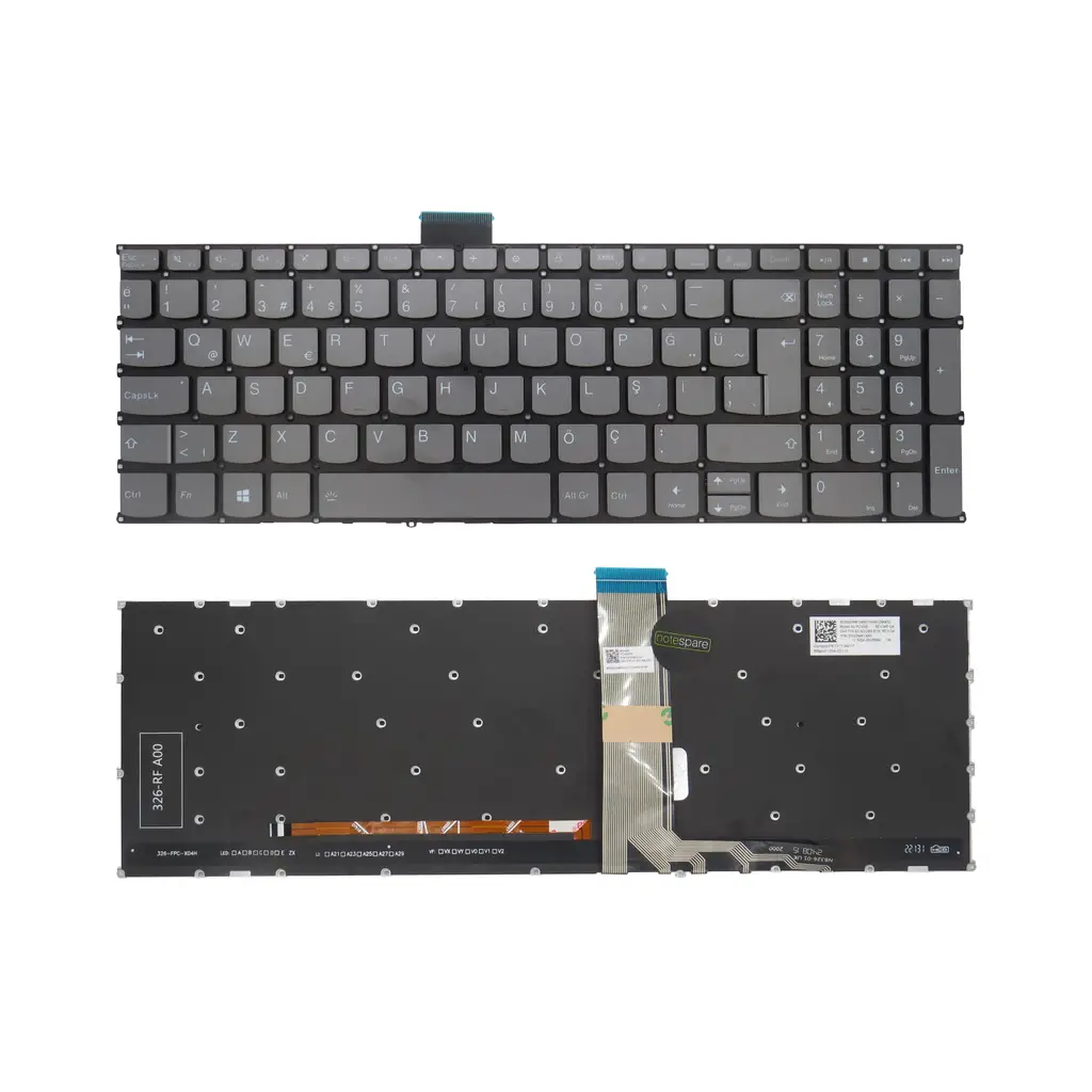 Lenovo Uyumlu Yoga 7-16IRL8 82YN005GTX Klavye TR - Işıklı Füme