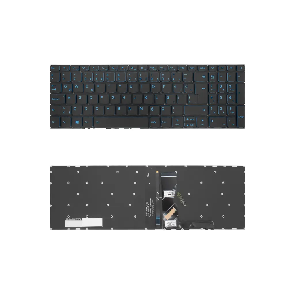 Lenovo Uyumlu Yoga C740-15IML Type 81TD Klavye TR - Işıklı Mavi Power Tuşlu