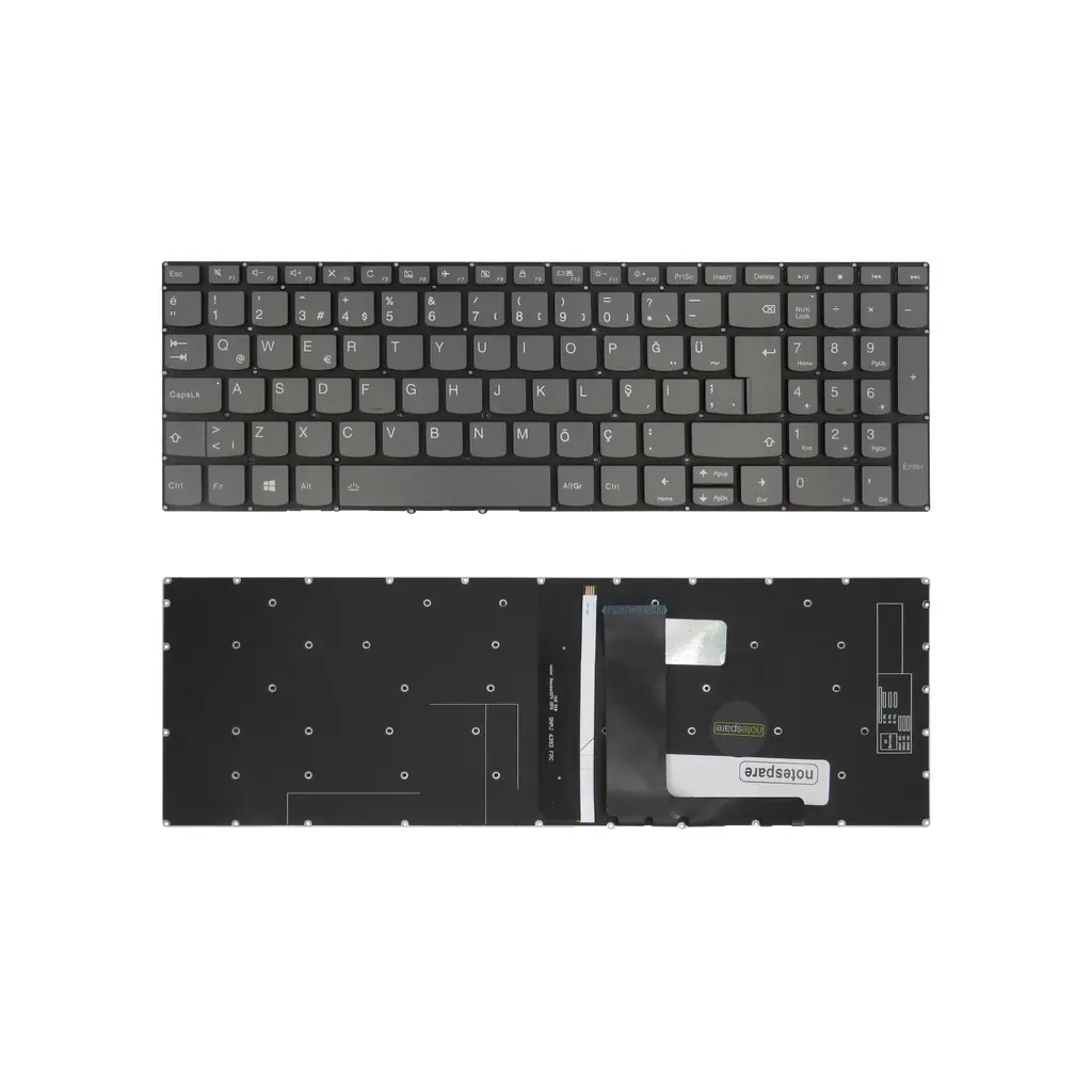 Lenovo Uyumlu Yoga S740-15IRH Type 81NX Klavye TR - Işıklı Power Tuşsuz Füme