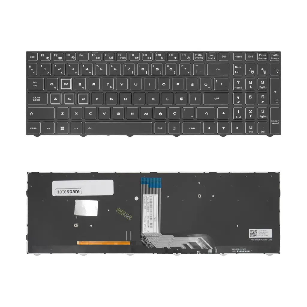 Monster Uyumlu Tulpar T5 V23.1.3, T5 V23.1.4, T5 V23.1.5 Klavye TR - Işıklı - RGB Aydınlatma