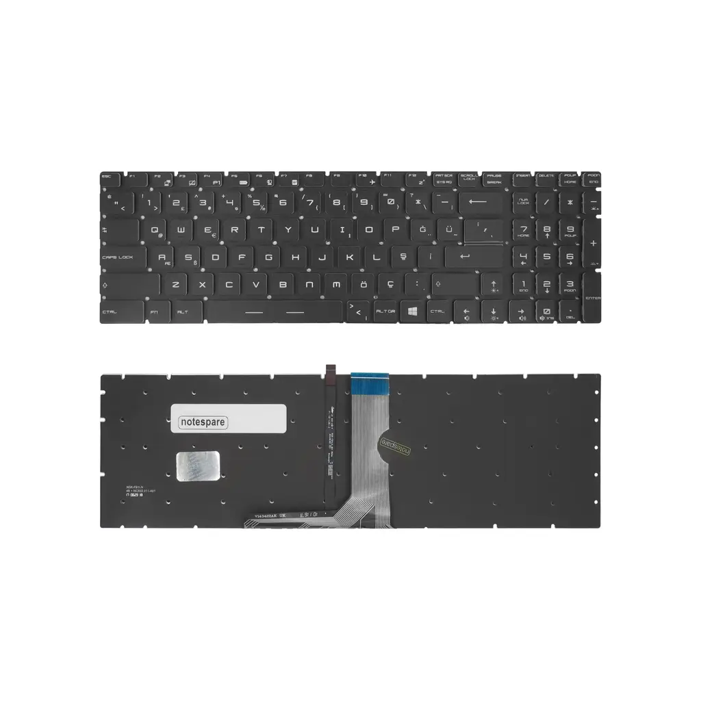 MSI Uyumlu GP62 Leopard Pro 2QE-409XTR, GP62 Leopard Pro 6QE-675TR Klavye TR - Işıklı Beyaz Aydınlatma