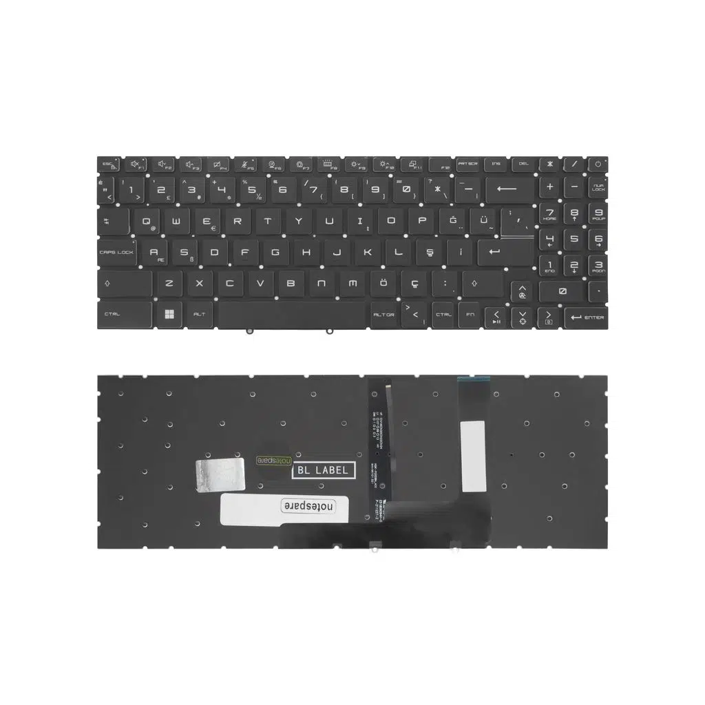 MSI Uyumlu Katana 17 B13VEK-1035XTR BT14, 17 B13VEK-1035XTR BT15 Klavye TR - Ver. 1 RGB Işıklı Siyah