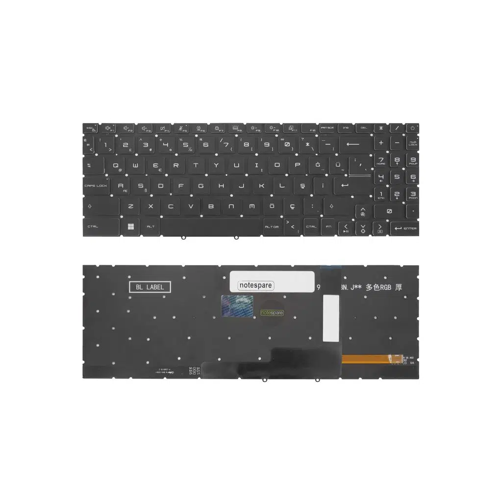 MSI Uyumlu Katana 17 B13VEK-1035XTR BT14, 17 B13VEK-1035XTR BT15 Klavye TR - Ver. 2 RGB Işıklı Siyah