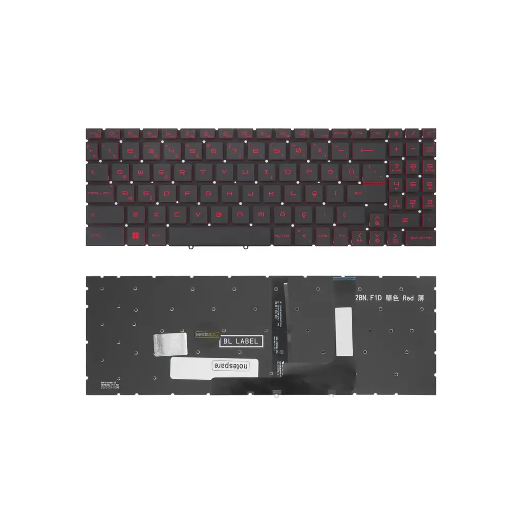 MSI Uyumlu Pulse 17 B13VFK-080XTR, 17 B13VFK-404TR Klavye TR - Işıklı Siyah - Kırmızı Tuşlu