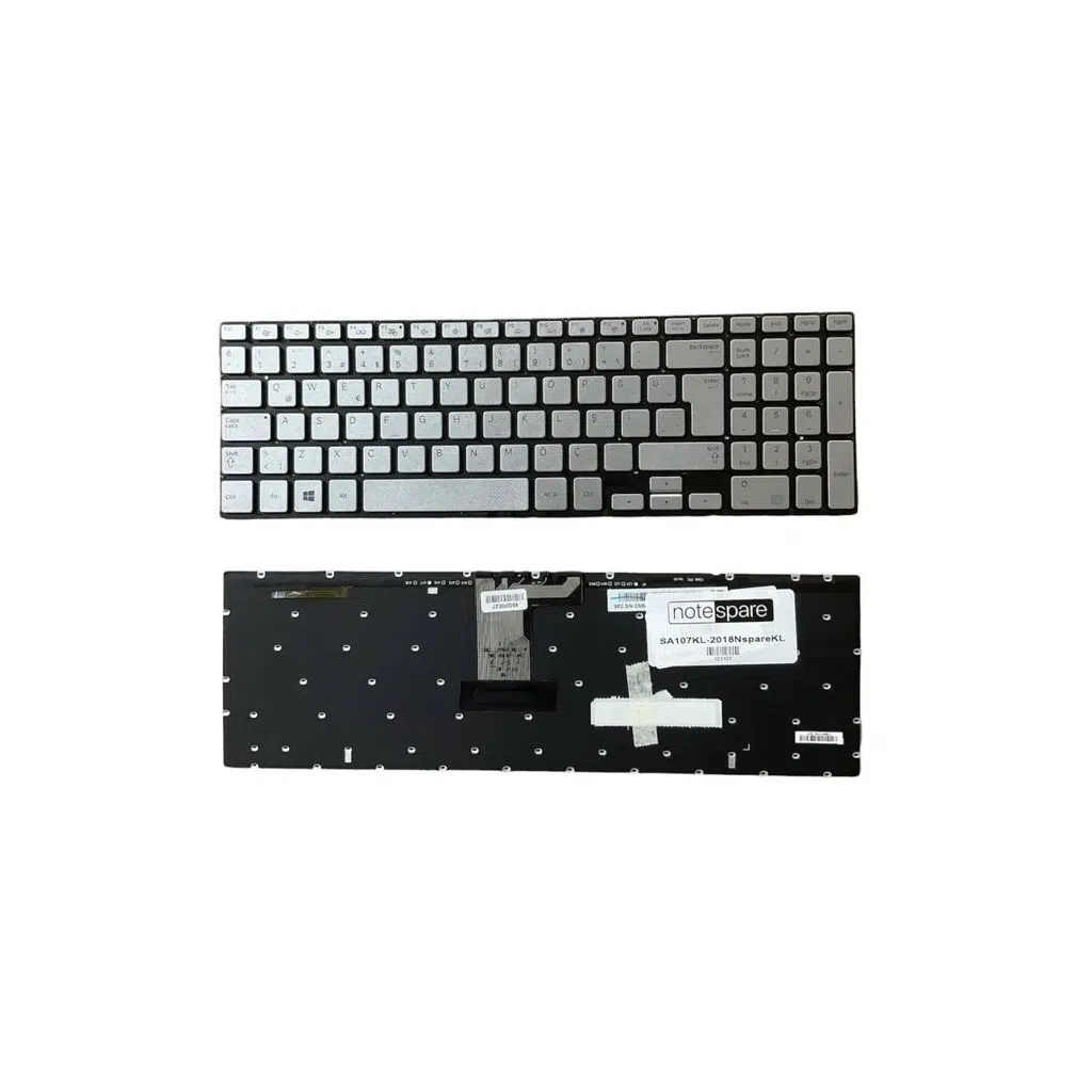 Samsung Uyumlu NP780Z5E, NP880Z5E Klavye TR - Işıklı Gümüş Gri